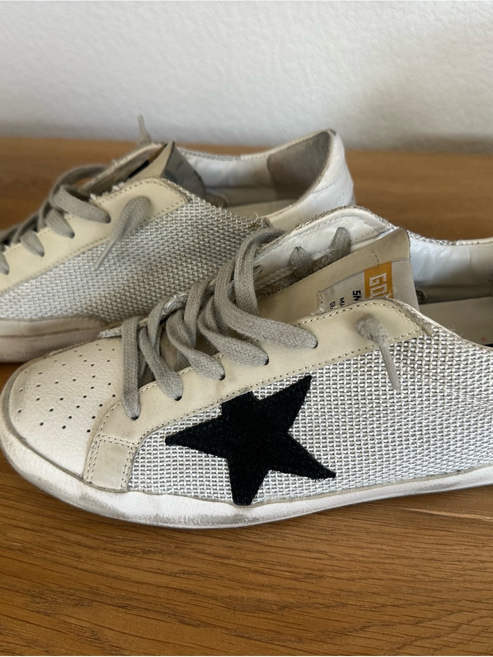 Golden Goose White Sneakers with Black Star Accent